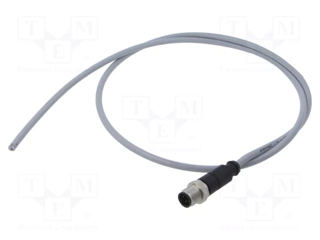 Connector: M12; plug; male; PIN: 4; straight; cables; 1m HARTING C21320000000047