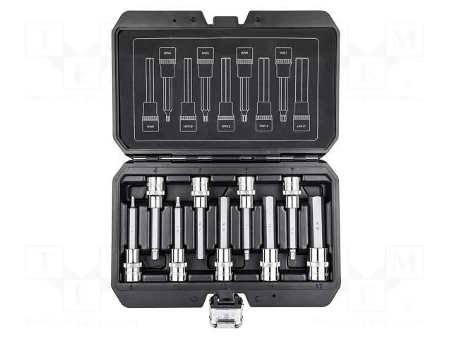 Wrench-set; hex key,socket spanner; Mounting: 1/2"; 100mm; 9pcs. NEO TOOLS NEO-08-706