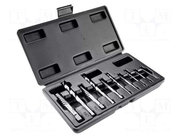 Kit: screw extractor; 2mm,3mm,4mm,6.5mm,7.5mm; 10pcs. NEO TOOLS NEO-09-609