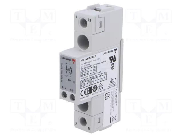 Relay: solid state; Ucntrl: 4÷32VDC; 75A; 42÷660VAC; RGS..E; IP20 CARLO GAVAZZI RGS1A60D75KKE