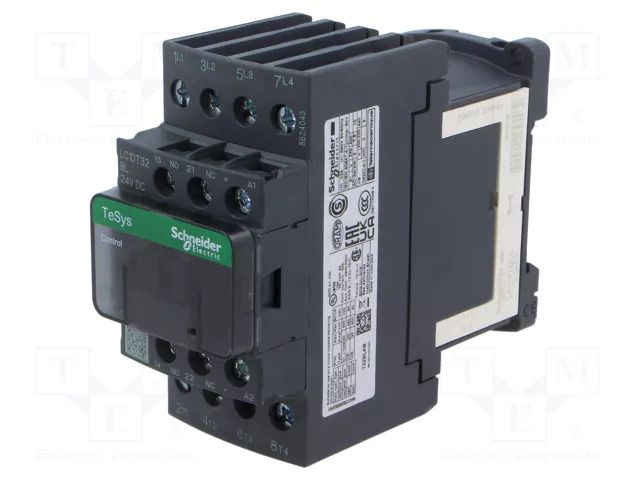 Contactor: 4-pole; NO x4; Auxiliary contacts: NC + NO; 24VDC; 32A SCHNEIDER ELECTRIC LC1DT32BL