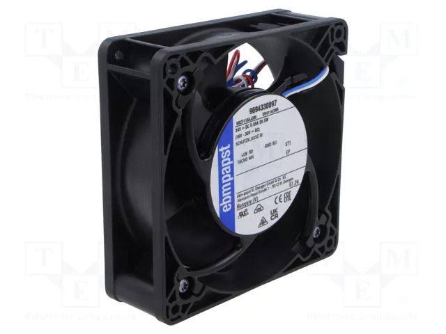 Fan: DC; axial; 24VDC; 119x119x38mm; 280m3/h; 61dBA; ball; 6000rpm EBM-PAPST DV4114/2NR
