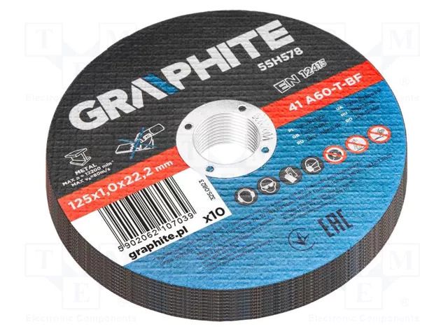 Cutting wheel; Ø: 125mm; Disc thick: 1mm; metal,steel; 22.22mm GRAPHITE 55H578
