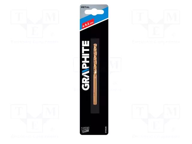 Drill bit; for metal; Ø: 4.2mm; high speed steel cobalt HSS-Co GRAPHITE 57H026
