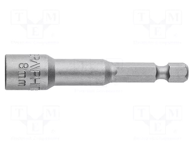 Screwdriver bit; 6-angles socket; HEX 8mm; Mounting: 1/4" GRAPHITE 57H992