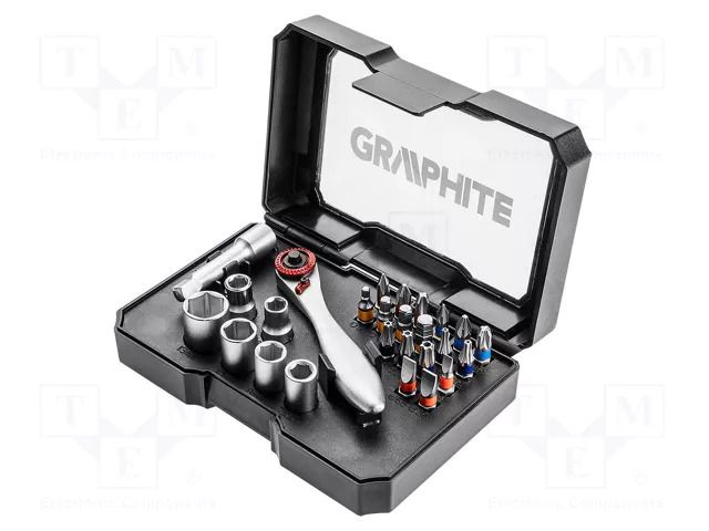 Kit: screwdriver bits; Kit: rattle,screwdriver bits; 26pcs. GRAPHITE 56H604