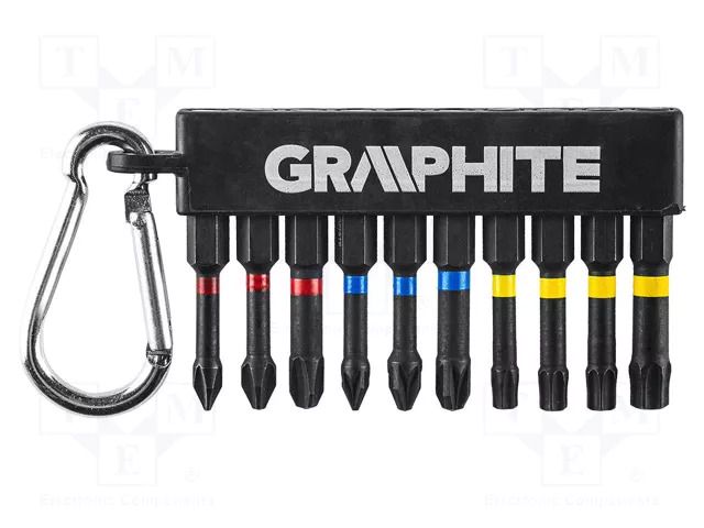 Kit: screwdriver bits; hex key,Phillips,Pozidriv®,Torx®; 50mm GRAPHITE 56H562