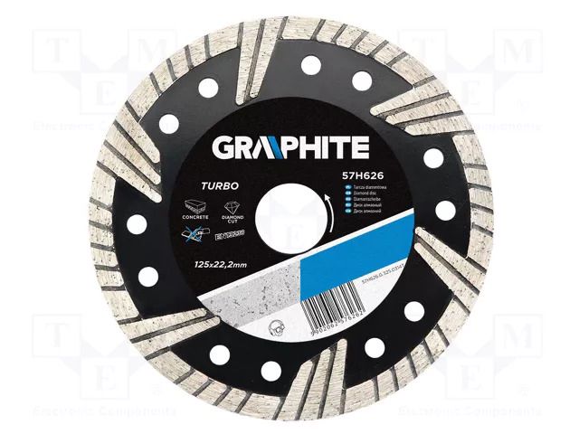 Cutting diamond wheel; Ø: 125mm; Øhole: 22.2mm; Disc thick: 2.6mm GRAPHITE 57H626