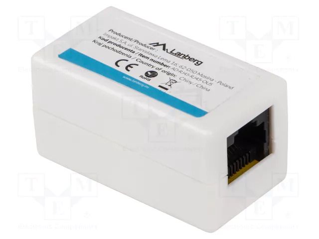 RJ 45 coupler; white; Cat: 5e; RJ45 socket,both sides LANBERG AD-RJ45-RJ45-OU5