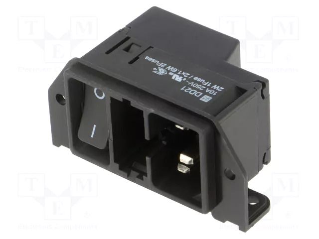 Connector: AC supply; socket; male; 10A; C14 (E); DD21; IEC 60320 SCHURTER DD21.0111.1111