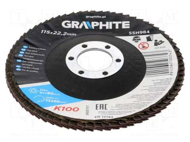 Flap grinding wheels; Ø: 115mm; Granularity: 100; 22.2mm GRAPHITE 55H984