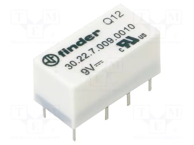 Relay: electromagnetic; DPDT; Ucoil: 9VDC; Icontacts max: 3A; 30.22 FINDER 30.22.7.009.0010