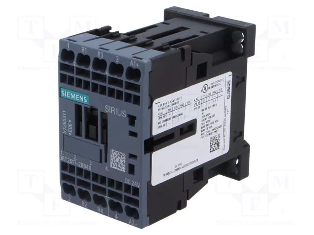 Contactor: 4-pole; NC x2 + NO x2; 24VDC; 12A; 3RT25; spring clamps SIEMENS 3RT2517-2BB40
