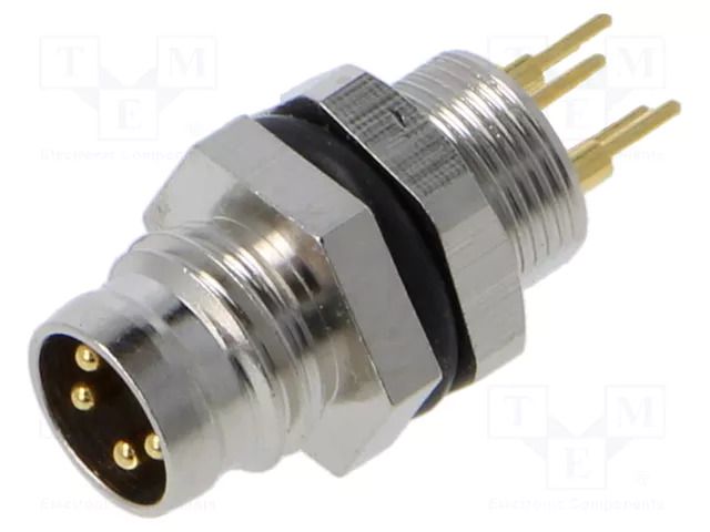 Connector: M8; socket; male; 48V; 4A; PIN: 4; IP67; THT; 0.34mm2 LUTRONIC 0830-04-T8CP