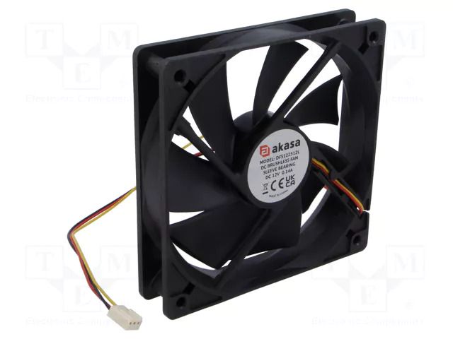 Fan: DC; axial; 12VDC; 120x120x25mm; 1200rpm; 5pcs. Akasa AK-1225LS-KT05-N