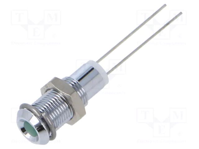 Indicator: LED; superflat; green; 2.2VDC; Ø6mm; IP40; 2pin; metal CML INNOVATIVE TECHNOLOGIES 19000001