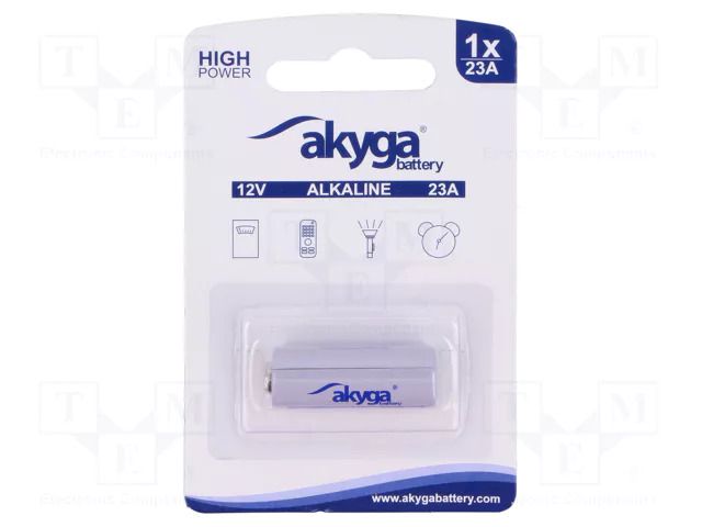 Battery: alkaline; 23A,8LR932,LRV08,MN21; 12V; non-rechargeable AKYGA BATTERY BAT-23A/A-B1
