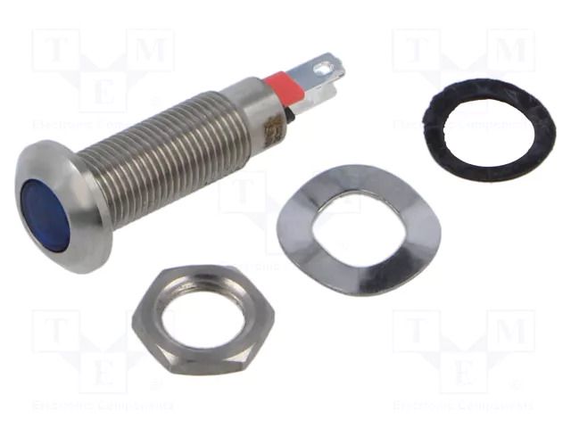 Indicator: LED; flat; blue; 3.2VDC; Ø8.1mm; IP67; connectors MARL 524-930-04