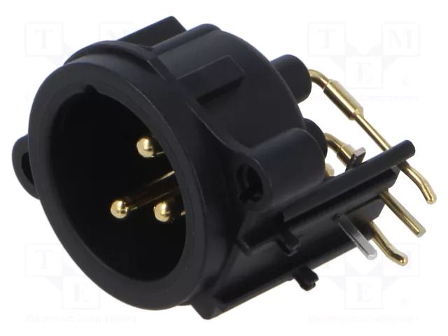 Connector: XLR; socket; male; PIN: 3; angled 90°; THT; black; 6A NEUTRIK NTR-NC3MAH-0