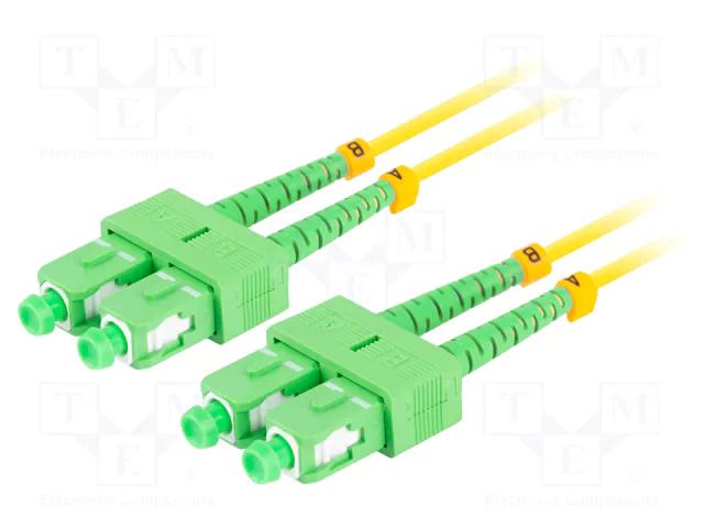 Fiber patch cord; SC/APC,both sides; 10m; Optical fiber: 9/125um LANBERG FO-SASASD11-0100YE