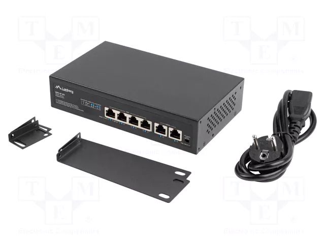 Switch Ethernet; IEC C14,RJ45 socket x6; Fast Ethernet; black LANBERG RSFE-4P-2FE-60