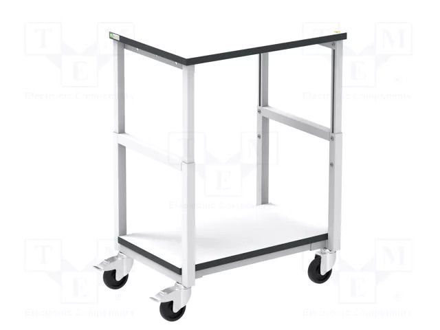Trolley; ESD; W: 700mm; D: 500mm; steel; light grey; 10kΩ÷100MΩ RT WORK ESD-CART03