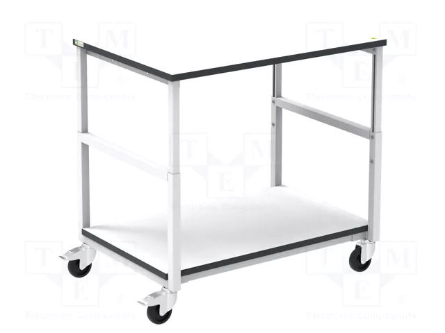 Trolley; ESD; W: 1000mm; D: 700mm; steel; light grey; 10kΩ÷100MΩ RT WORK ESD-CART04