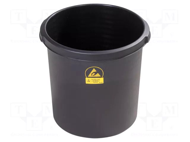 Waste bin; ESD; H: 320mm; Ø: 310mm; 18l; Features: conductive; PP ELME E-BASKET