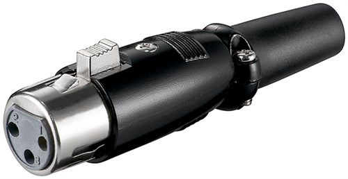 Microphone Jack, 3 Pin, 3 Pin, black - Black metal housing with gold-plated contacts 11680