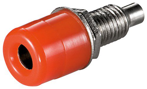 Banana Chassis Socket with Screw, red - 4 mm, 2 nuts, red 11734