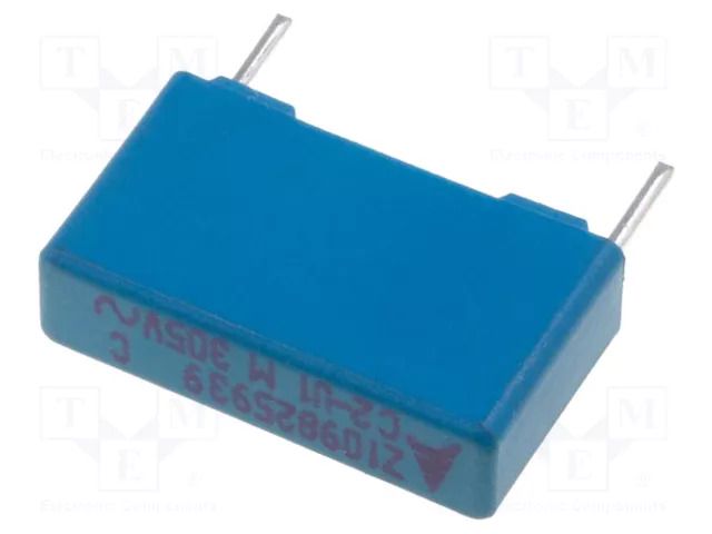 Capacitor: polypropylene; X2; 100nF; 630VDC; 305VAC; 5x10.5x18mm EPCOS / TDK B32922C3104M