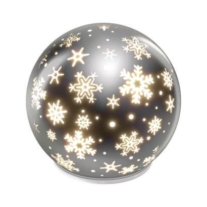 LED Christmas glass bauble – snowflakes,12 cm, 3x AA, indoor, warm white, timer, EMOS DCLW28 8592920122068
