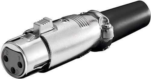 Microphone Jack, XLR female (3-pin), 3 Pin, silver - Silver metal housing with gold-plated contacts 11959
