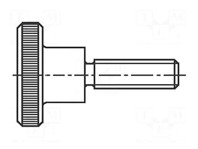 Screw; M5x30; 0.8; Head: knurled,cheese head; steel; zinc; DIN 464 BOSSARD B5X30/BN1452