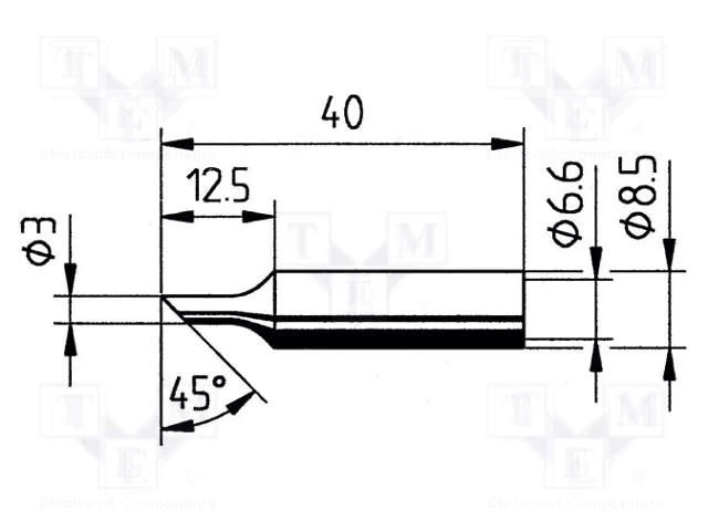 Tip; hoof; 3mm; for  soldering iron,for soldering station ERSA ERSA-0832TDLF