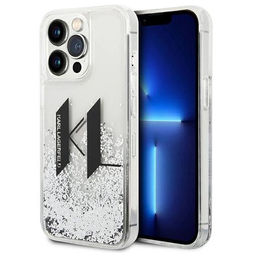 Karl Lagerfeld Liquid Glitter Big KL case for iPhone 14 Pro - silver, Karl Lagerfeld 3666339085704 3666339085704