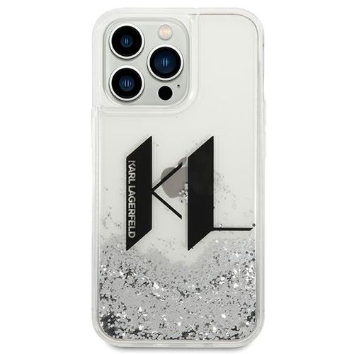 Karl Lagerfeld Liquid Glitter Big KL case for iPhone 14 Pro - silver, Karl Lagerfeld 3666339085704 3666339085704