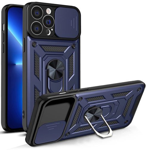 Hybrid Armor Camshield case for iPhone 13 Pro Max armored case with camera cover blue, Hurtel 5907769350054