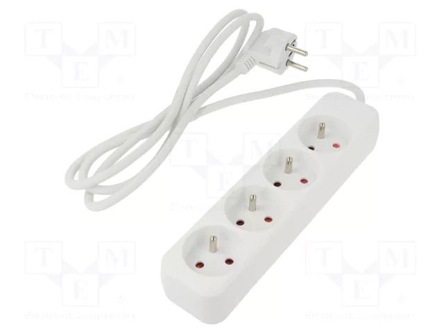 Extension lead; 3x1mm2; Sockets: 4; rubber; white; 1.5m; 10A LANBERG PS0-04E-0150-W