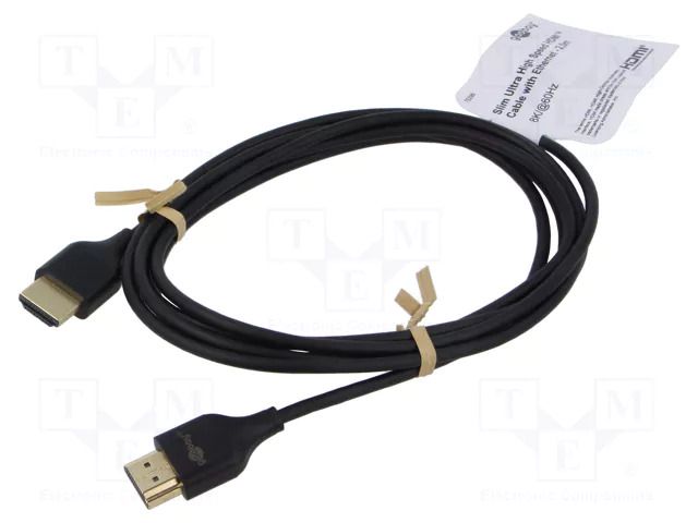 Cable; HDMI plug,both sides; HDCP 2.2,HDMI 2.0,slim; 2m; black GOOBAY GOOBAY-75299