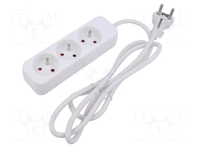 Extension lead; 3x1mm2; Sockets: 3; rubber; white; 3m; 10A LANBERG PS0-03E-0300-W