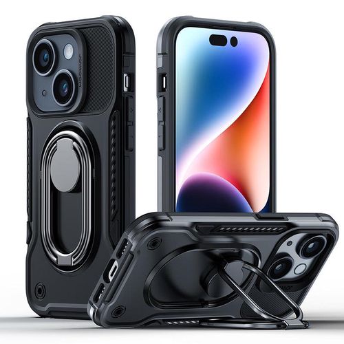 Joyroom Dual Hinge case for iPhone 14 armored case with a stand and a ring holder black, Joyroom 6956116732516 6956116732516