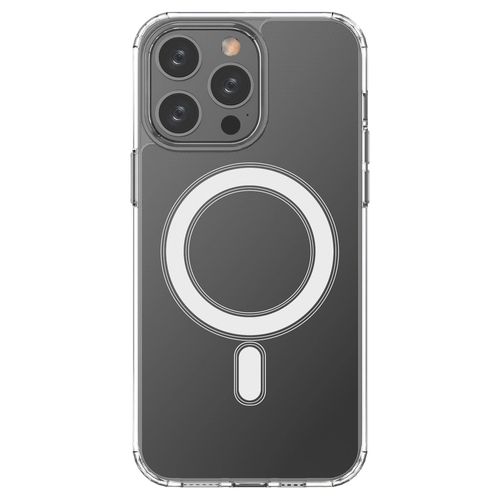 Clear Magnetic Case with MagSafe for iPhone 14 Pro Max with silver ring - transparent, Hurtel 5907769349676
