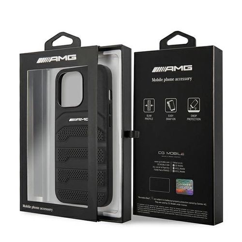 AMG AMHCP14LGSEBK iPhone 14 Pro 6.1 &quot;black / black hardcase Leather Debossed Lines, Mercedes 3666339071400 3666339071400