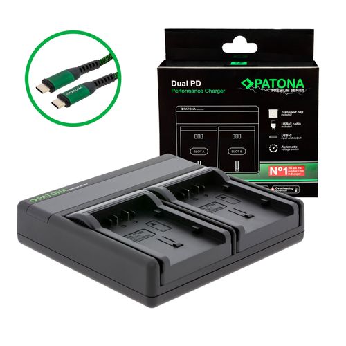  PATONA Premium Dual PD Performance charger for Panasonic CGA-DU14 incl. USB-C input/output, PATONA 121603 4055655242745