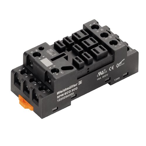 SPW ECO 3CO, Screw socket for DRW/DRH, 3CO, 16A, Weidmuller 1220250000 4032248100101