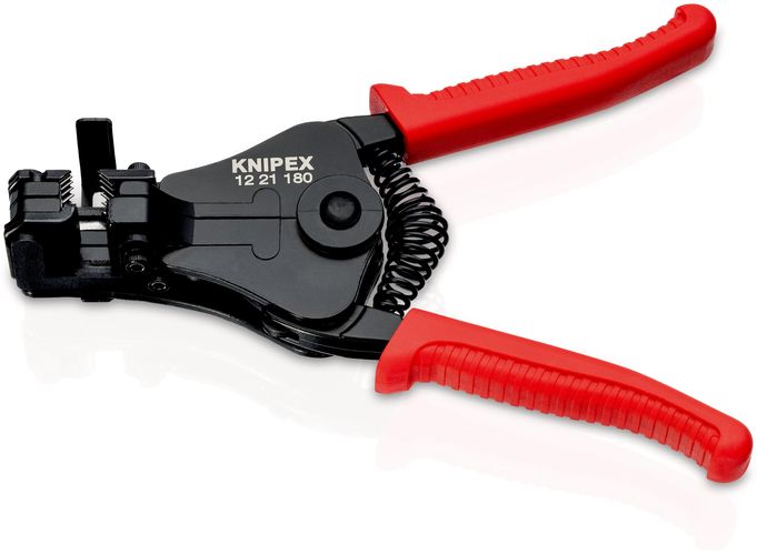 KNIPEX 12 21 180 EAN Insulation Stripper with adapted blades with plastic grips black lacquered 180 mm 12 21 180 EAN 4003773041160