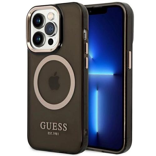 Guess GUHMP14XHTCMK iPhone 14 Pro Max 6.7" black/black hard case Gold Outline Translucent MagSafe, Guess 3666339069612 3666339069612
