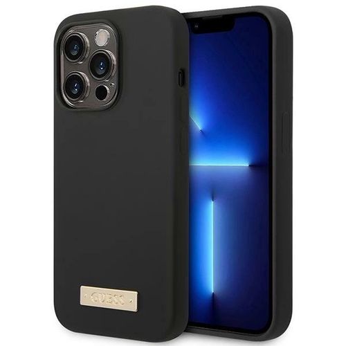 Guess GUHMP14XSBPLK iPhone 14 Pro Max 6.7" black/black hard case Silicone Logo Plate MagSafe, Guess 3666339070250 3666339070250