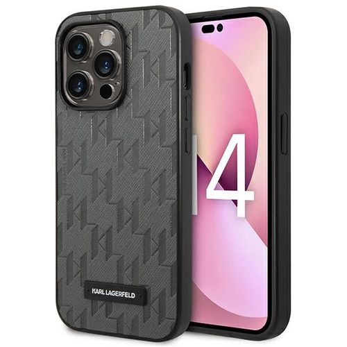 Karl Lagerfeld KLHCP14LSAKLHPG iPhone 14 Pro 6.1 &quot;hardcase gray / gray Saffiano Mono Metal Logo, Karl Lagerfeld 3666339085100 3666339085100